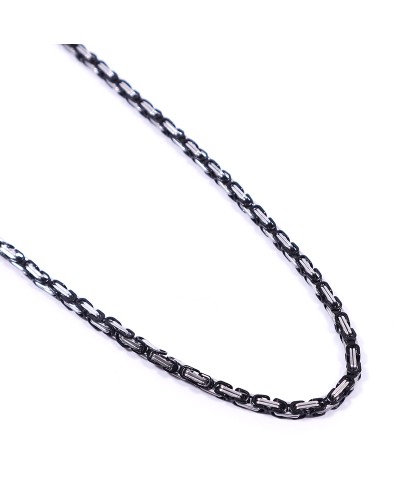 Silver-Black İthal 316L Çelik Zincir Kolye 005788